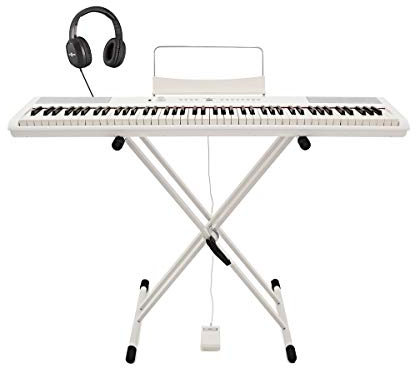SDP-2 Stage-Piano von Gear4music mit Ständer Pedal und Kopfhörer weiß