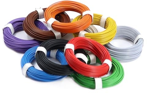 WITTKOWARE 10x10m Ringe Elektronik Schaltlitzen-Sortiment, 0,14mm², flexibel, 10 Farben