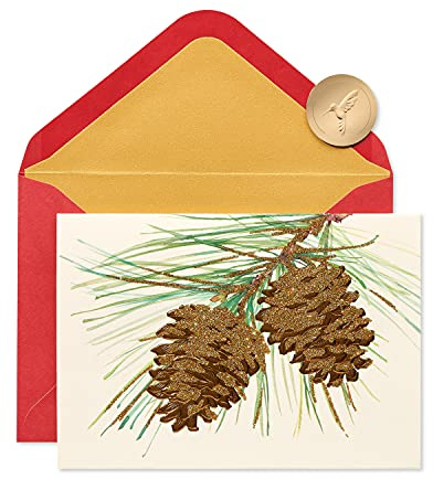 Papyrus Boxed Christmas Cards with Envelopes, Wonderful Year to Come, Pinecones (14-Count)