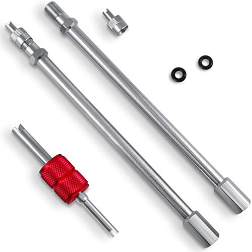 6 Inch Dually Valve Stem Extenders - 2 Pack - Easy Install, Heavy Duty, Straight Metal Dual Wheel Valve Stem Extensions for RV Tires, Truck, Motorhome, Pickup, Ram 3500, Trailer, OEM Grade