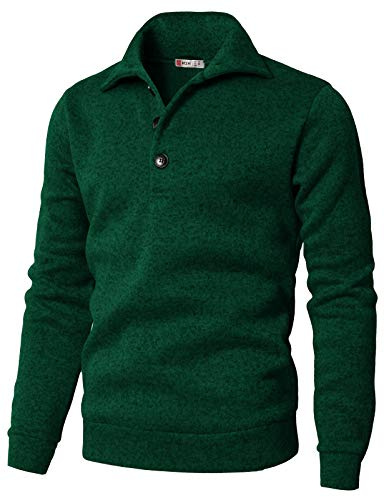H2H Mens Casual Slim Fit Pullover Sweatshirts Knitted Shirts Napping Inside, Cmttl091-green, Medium