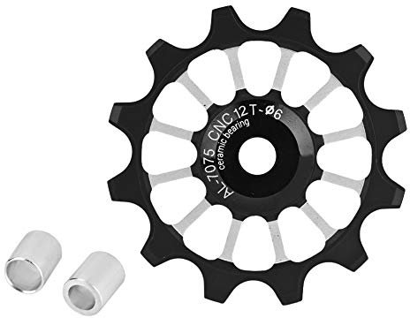 Fahrrad Kettenrad 12T Keramik Aluminium Stützrad Hinten Fit 4/5/6mm Schrauben Unterstützung 7/8/9/10(Schwatz)