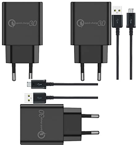 3X Ladegerät für Samsung Schnelladegerät Netzteil langes Micro USB Schnellladekabel 1.5M für Samsung Galaxy S7 S7 Edge A10 A10s A10e A6 A6+ 2018 S6 S5 S4 Xcover 4 3 2 J4+ J6+ A3 A5 A7 J3 J5 J7 Tab