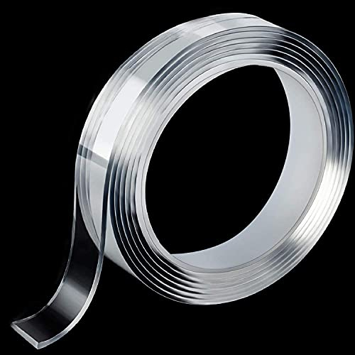 Meafeng Doppelseitiges Klebeband Extra Stark 3M, Nano Tape Anti-Rutsch Wiederverwendbare Klebstoff Klebeband Multifunktionales Abnehmbar Spurlos Durchsichtige Band (3m x 1cm x 2mm)