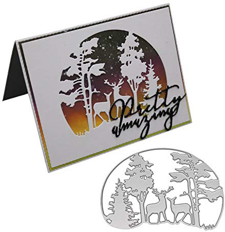 YunTrip Stanzschablonen aus Metall, Motiv: Frohe Weihnachten, Motiv: Wald, Hirsch, Stanzschablonen für Bastelarbeiten, Scrapbooking, Fotoalbum, dekoratives Papier, Kartengestaltung
