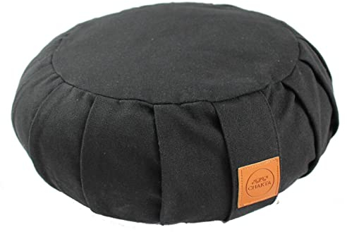 CHAKTA Yogakissen Meditationskissen Zafu 100% Baumwolle gefüllt m. 100% Bio Dinkelspelzen aus Österreich. Yoga Meditation mit purem Komfort und Stabilität