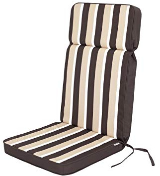 Bjird 1-Stück Stuhlauflagen für Gartenmöbel Sitzpolster für Hochlehner, Gartenmöbelauflagen, Gartenstuhl-Auflage - 120 x 50 x 5 cm - Braun mit Beigen Streifen