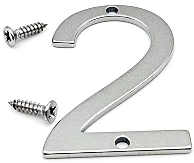 3D Stainless Steel House Plaque Numbers 0-9 5cm with Screws Metal Polished Shining Digital Silver Label Doorplate Door Number for Mailbox Street Address Signs Indoor Outdoor 2 Inch, Rustproof (2)