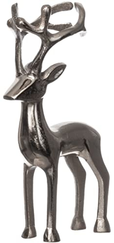 Brandsseller Figurine de Décoration Renne en Aluminium Cerf Présentoir Décoration de Noël - Argenté - Hauteur: 15 cm