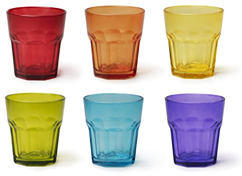 Excelsa Atene Set 6 Bicchieri, Vetro, Multicolor, Capacità 300 Ml.