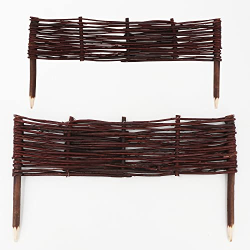 Aquagart Weidenzaun aus Weide - Beetbegrenzung/Weidenzaun zur Beetumrandung Rasenkante Beetzaun - Braun, 10 Stück, 20 cm x 100 cm, Rustikal