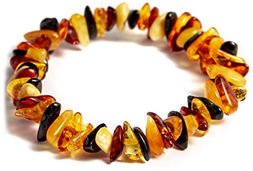 Generisch Bracelet unisexe en ambre de la Baltique pour adulte, fabriqué à la main, taille de poignet de 15 à 19 cm, Medium, Caoutchouc, Ambre