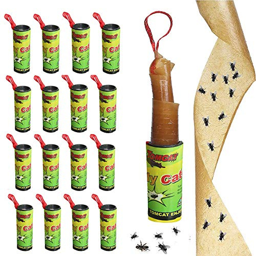 LYPER Fliegenpapierbänder, klebrige Fliegenfängerfalle, Fly Catcher Trap, Fliegenpapierstreifen, Fliegenfalle für Gnoten,Mücken, Motten im Innen- oder Außenbereich-umweltfreundlich 100% ungiftig (16)