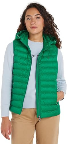 Tommy Hilfiger Mujer Chaleco Padded Global Stripe Chaleco Acolchado, Verde (Olympic Green), XS