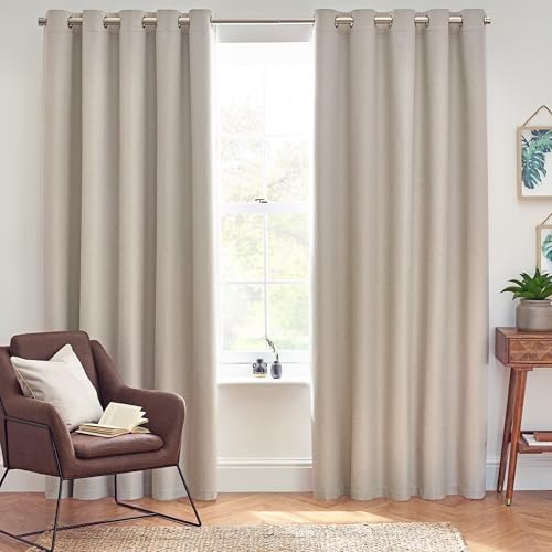 furn. Dawn Textured Blackout Ösenschals - Thermisch Gefüttertes Paar (Leinen, Breite 168 x Länge 137cm)