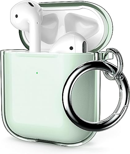 ULAK Compatibile con AirPods Case Cover, Pearl Shell Designed Protective AirPods di seconda generazione Cover Soft TPU Shockproof Case with Keychain for AirPods 2 & 1 [Fronte LED visibile]-Green