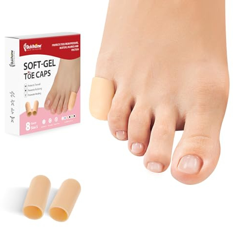Bukihome 8 Pcs Gel Toe Cap, Pinky Toe Protector for Women Men - Cushions and Protects to Cover Toes, Relief Toe Pain from Ingrown Toenails, Corns, Blisters, Hammer Toes (Small Size)