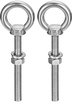 sourcing map Boulon à Œil Levage M5x50mm, 2 Ensembles avec Écrou Rondelle 304 Inox Acier Épaulement Levage Anneau Œil Boulon pour accrochage