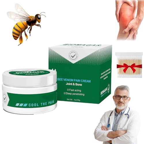 BIOMAGAR Crème de guérison pour la douleur et les os au venin d'abeille, crème de venin d'abeille de Nouvelle-Zélande, crème thérapeutique pour les articulations et les os pour bras, taille, dos,