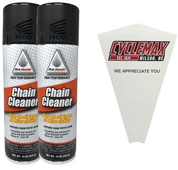 Cyclemax Two Pack compatible with Honda Chain Cleaner 08732-CHC00 Contains Two 15oz Cans and a Funnel