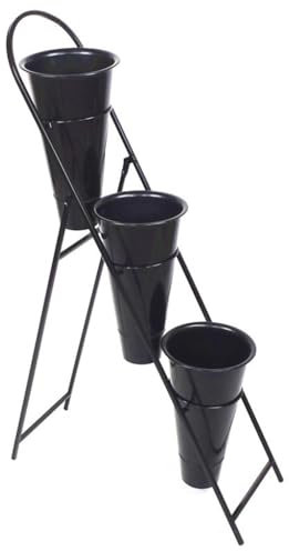 Présentoir De Fleurs Pliable En Métal, Jardinière De Jardin Autoportante Avec Seau 3 Pièces, Présentoir D'échelle En Fer, Jardinière Surélevée Pliante Et Robuste, For Intérieur Et Extérieur ( Couleur