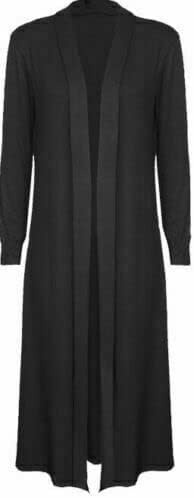 Womens Ladies Floaty Casual Waterfall Long Sleeves Open Front Duster Coat Maxi Long Cardigan, Soft Warm Oversized Boyfriend Collared Top Jacket Blazer Overcoat UK Plus Size 8-26, Black -24-26