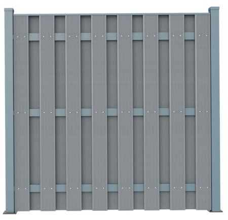 WPC Sichtschutz Gartenzaun Lamellenzaun Grau (1x Zaunelement und 2x Pfosten)