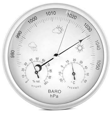 QWORK® 3in1 Stazione Meteo Analogica Ø 14 cm - Barometro Termometro e Igrometro - Interni e Esterno