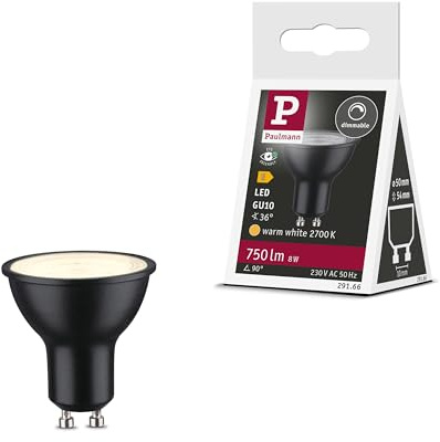 Paulmann 29166 Standard 230V LED Reflektor GU10 750lm 8W 2700K dimmbar Schwarz matt 36° Leuchtmittel RAL9004