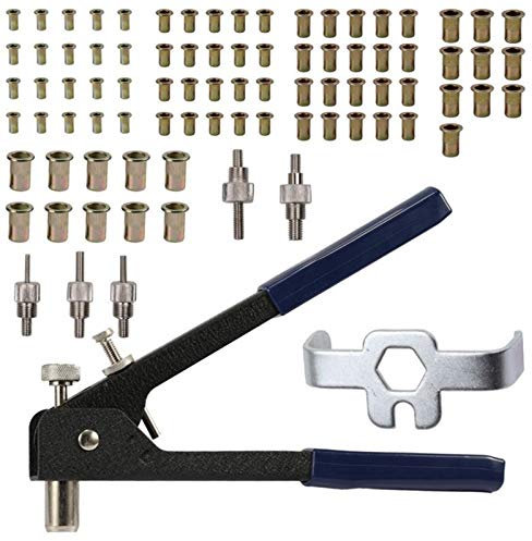 Blindnieten Set,Blindnieten Nietwerkzeug Gewinde Hand Riveting Kit Nuts Nieteneinschlägers Tool Box Set Hand Manuelle Reparatur-Werkzeuge for Auto-Nieten Adapter Drill