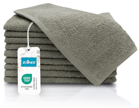 ZOLLNER Set de 10 Toallas de Mano 100% algodón, 30x50 cm, marrón.