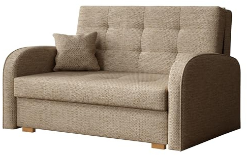 Mirjan24 Schlafsofa Viva Gold II mit Bettkasten, 2 Sitzer Polstersofa mit Schlaffunktion inkl. Kissen, Sofa, Sofagarnitur, Bettsofa, Wohnlandschaft, Farbauswahl (Aragon 14)