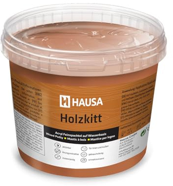 HAUSA Holzkitt 1 kg Nussbaum Holzspachtelmasse, Kitt für Holz, Holzspachtel/Füllmasse zum Reparieren von Holzschäden gebrauchsfertig ausgezeichnete Füllkraft schnelltrocknend rissbeständig