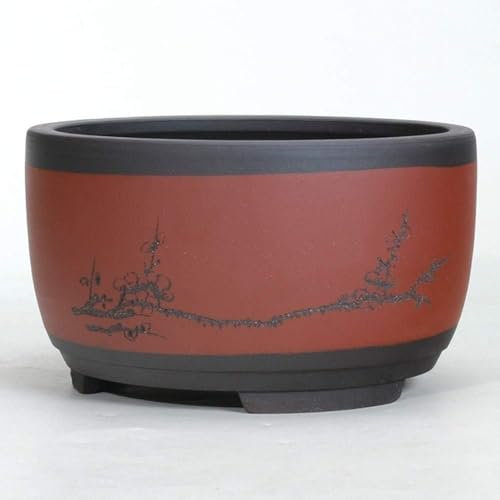Maceta extra grande para bonsái, redonda de cerámica, grande, mediana y pequeña, maceta para bonsái, maceta verde, lavabo de ventilación de estilo chino en forma de tambor, macetero para orquídeas par
