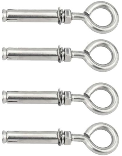 4 Stück Zement-Wandhaken mit Dehnschraube, Ösenbolzen aus Edelstahl, robuste Ankerbolzen für Hängematte, Möbel(M6 Geschlossen)