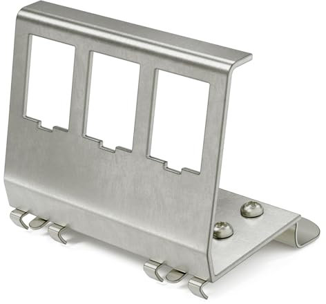 HB-DIGITAL Adaptador de riel para módulo Keystone RJ45 de 3 puertos, soporte de metal de acero inoxidable, 1,5 mm, para montaje en riel DIN de 35 mm, adecuado para módulos Keystone de 14 x 16 mm