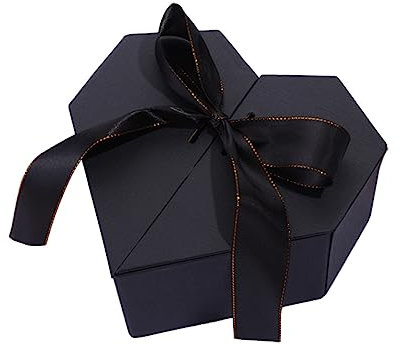 IWOWHERO Floral Box Herzförmige Geschenkverpackung Mit Schwarzem Band Für Valentinstag Hochzeit Geburtstag Elegante Und Dekorative Box Für Romantische
