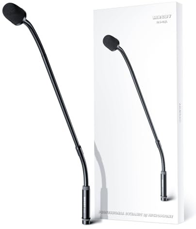 MRSDY Micrófono de cuello de cisne, micrófono DJ de 23 pulgadas para mezclador de audio, micrófono dinámico con cable XLR profesional, micrófono extendido de reducción de ruido de metal negro, soporta