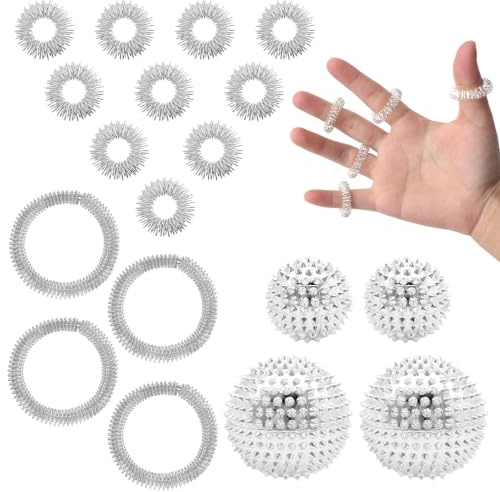 18 Igelball Massage Set Mit Igelbällen,akupressur ring,Massage Bracelets | Magnetische Igelbälle ABS, 32mm 47mm Massagebälle, Akupressurringe Für Finger, Massagehilfe Für Körper, Ideal Für Training