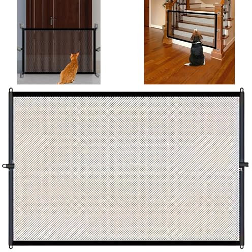 Syiyunran Vallas para Perros Puerta, 1 Pieza, Negro, Tamaño 180 X 72 cm, Sin Perforar Valla Seguridad Infantil, Niños Barrera Mascotas Recinto Adecuado para Escaleras, Puertas, Pasillos de Barreira
