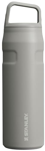 Stanley IceFlow - Botella de agua con tapa y transporte, 24 onzas, tapa giratoria de boca ancha, ligera y a prueba de fugas para viajes y deportes, acero inoxidable aislado, sin BPA, color ceniza
