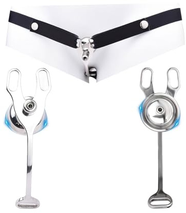 Cages de Chasteté Pénis en Métal avec Bac à Urine Cage Chastetée Inversée avec Ceinture Sex Toýs Couple Utilisés pour Rstreindre le Pénis d'un Homme Chastity Cage (B,Black)