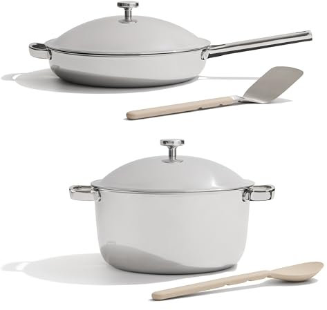 Our Place Titanium Pro Cookware Duo – Always Pan & Perfect Pot with Nonstick No-Coating Technology | Tri-Ply Titanium & Stainless Steel | Safe for Oven, Induction & All Cooktops up to 535°C | Chrome
