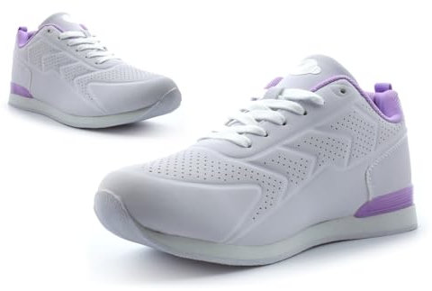 Womens Bowling Shoes Ladies Bowling Trainers Womens Bowls Trainers Ladies Bowls Shoes Lawn Bowl Shoe Garden Bowl Shoe Lightweight Trainer Lace Up Trainer Lilac/White 7 UK