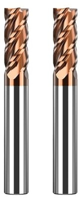 6mm Fräser Schaftfräser Hartmetall, 4 Schneiden, TiSiN-Beschichtung, CNC-Hartmetallfräser, 55° HRC Schneiden Schaftfräser Set Bohrer(6 * 15 * 50L*6D-2pcs)