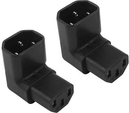 Powice Kaltgerätestecker Gewinkelt, IEC-Buchse C13 auf C14-Stecker, 90 Grad Nach Unten, Kaltgerätekabel Winkel, Kaltgerätekabel Gewinkelt, Netzkabel 3 Pin 250V 10A Sockel für PDU Computer HDTV