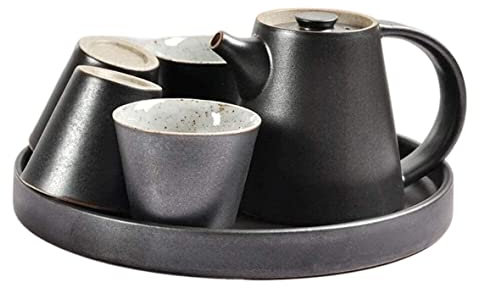 Services De Vaisselle Services À Thé Service À Thé De Style Japonais 6 Pièces Ensemble De Tasses À Café Théière Avec Plateau Et Service De Tasses À Thé Pour 4 Adultes Décor À La Maison(Black)