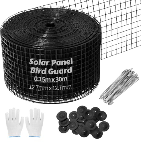 LOMGDOVC Pannello solare per uccelli, kit di rete per uccelli, 15,2 cm x 30,5 m, in PVC, pannello solare flessibile, protezione per uccelli per pannelli solari per evitare che i piccioni nidificino