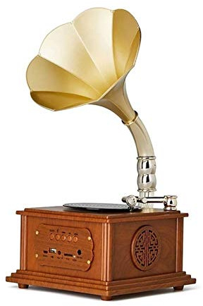 ZJFHEYUO Giradischi con fonografo, grammofono, Altoparlante Stereo dinamico, Mini Cavo Audio in Stile retrò in Metallo per la casa