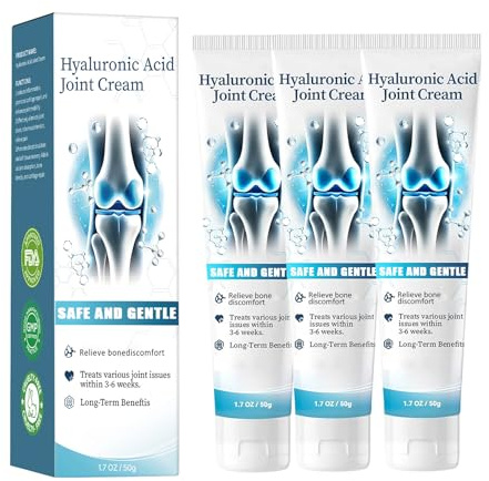 Hyaluronic Acid Joint Cream - Joint Relief Cream - Joint Relief Gel for Rapid Soothing - Non-Greasy Long-Lasting Fast-Absorbing Deep Penetrating Freeze to Ease Muscle, Knee & Back Discomfort - 3PCS